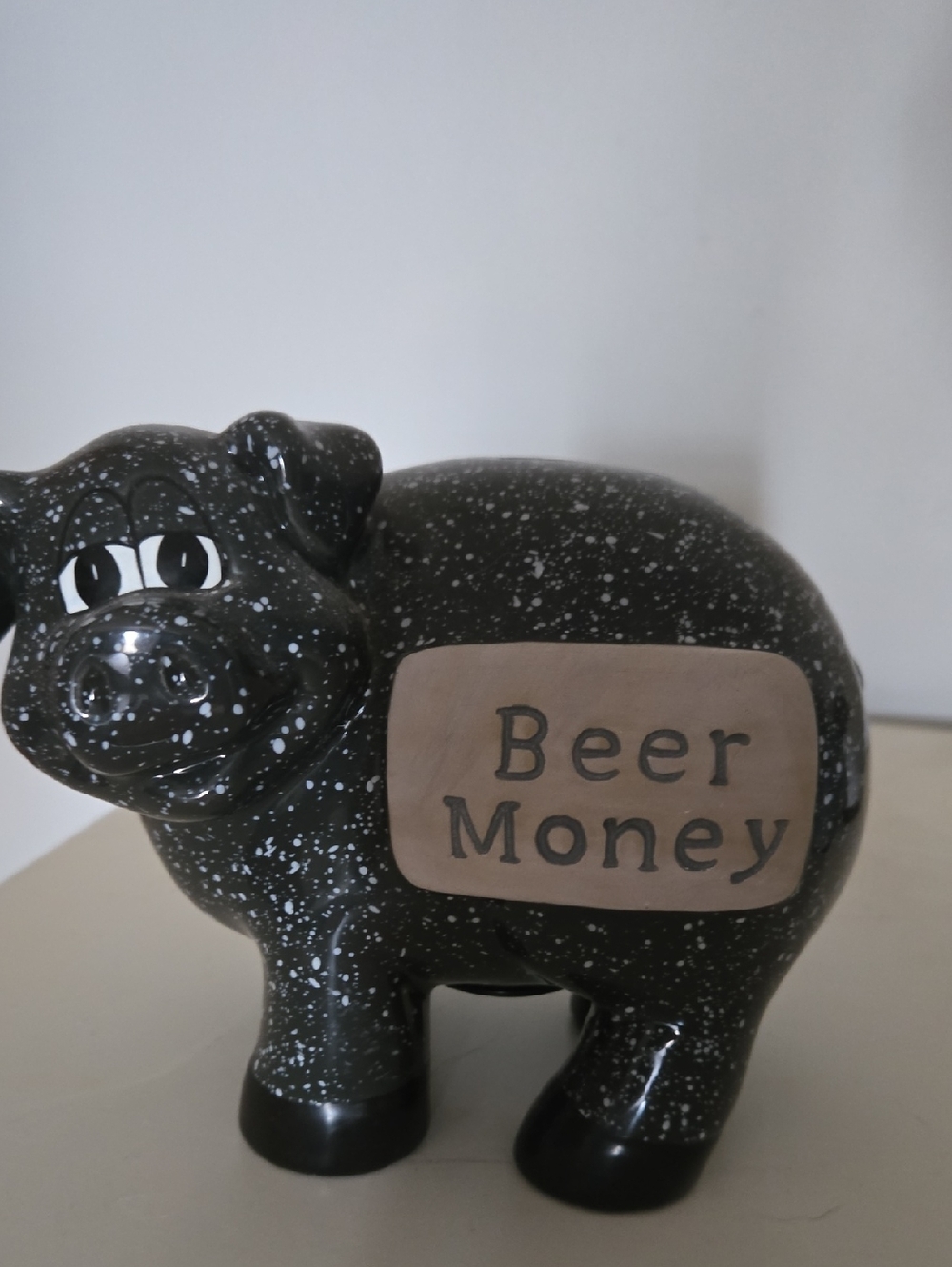 Dark Grey And White Speckled 'Beer Money' Piggy Bank